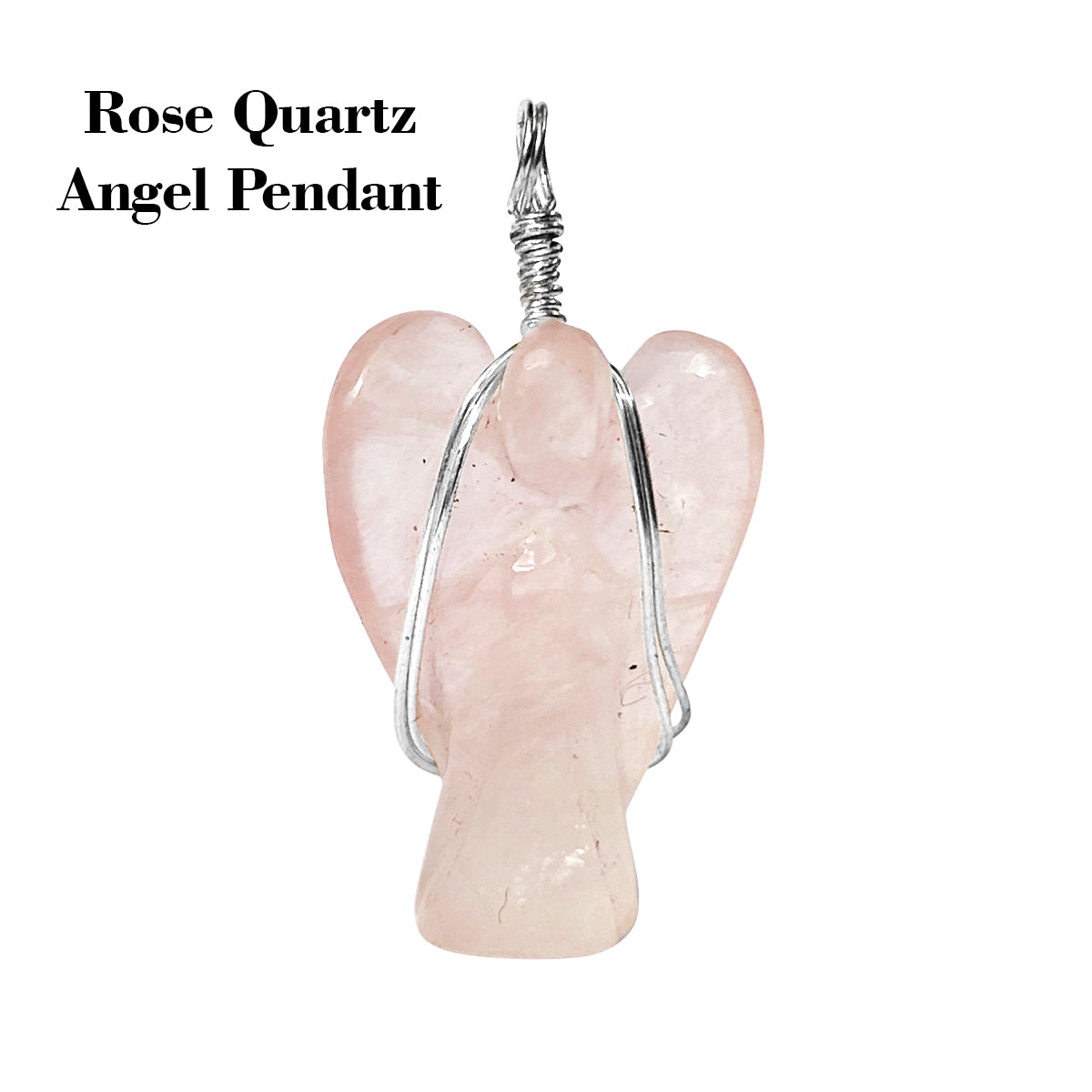 Rose Quartz Wire-Wrapped Angel Pendant