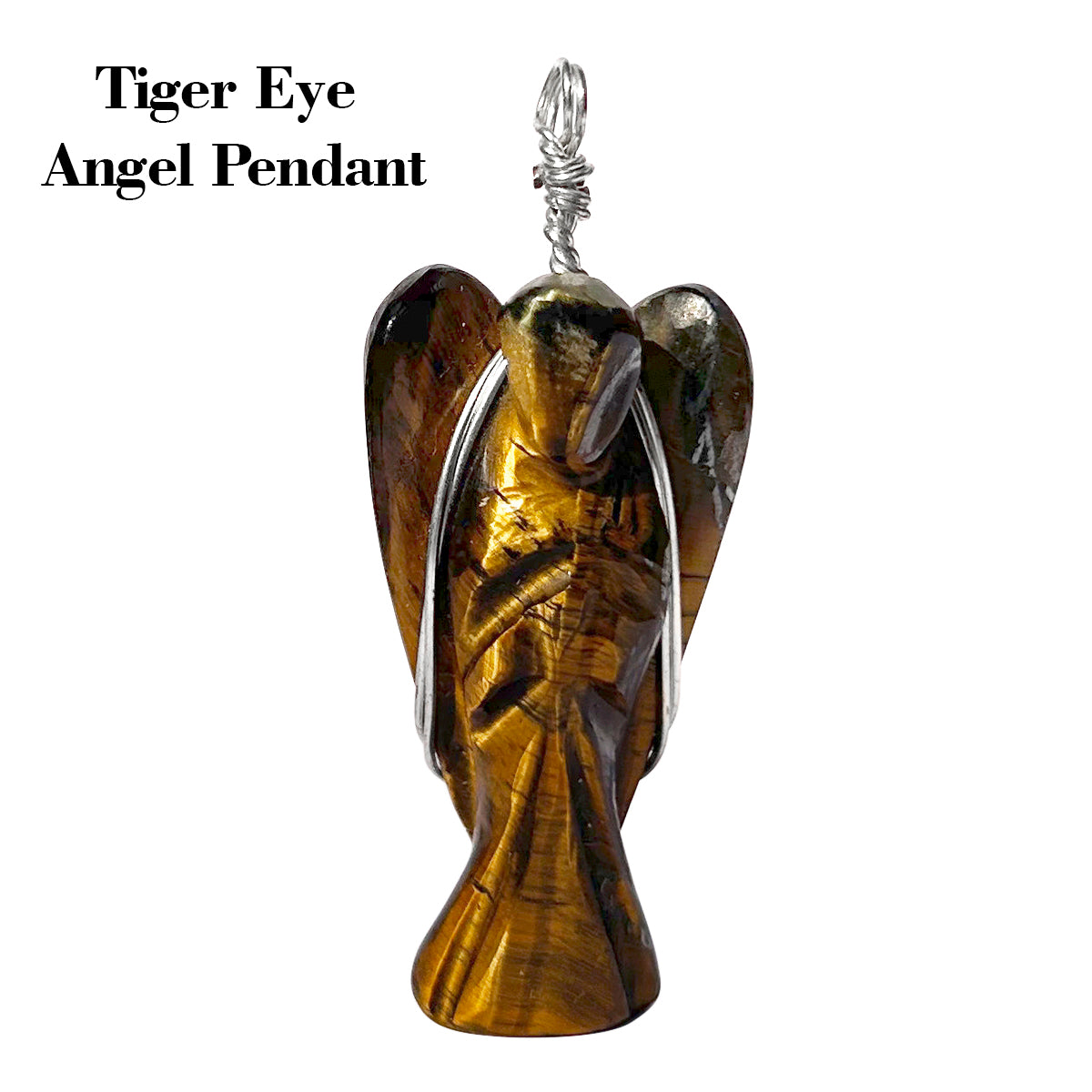 Tiger Eye Wire-Wrapped Angel Pendant