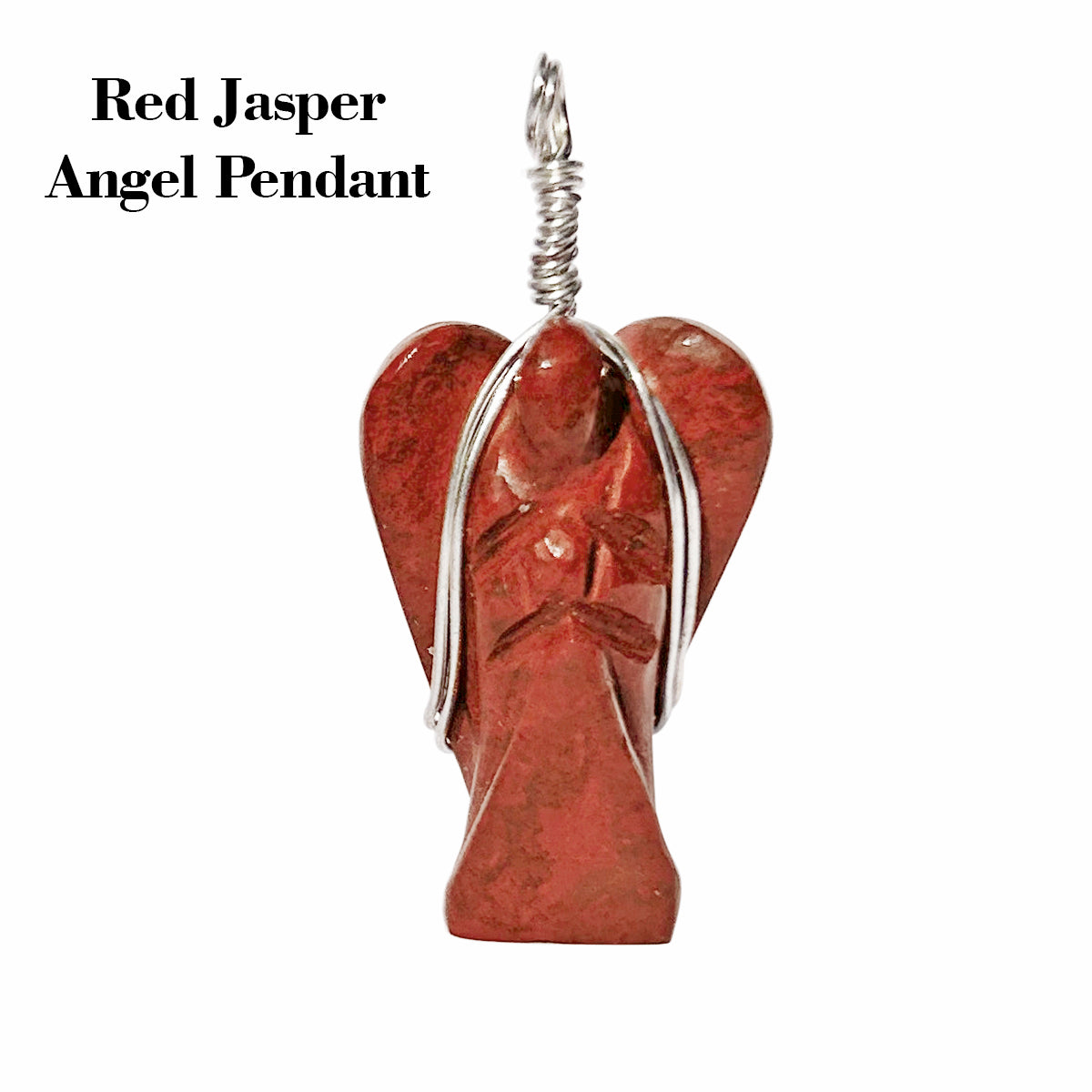 Red Jasper Wire-Wrapped Angel Pendant