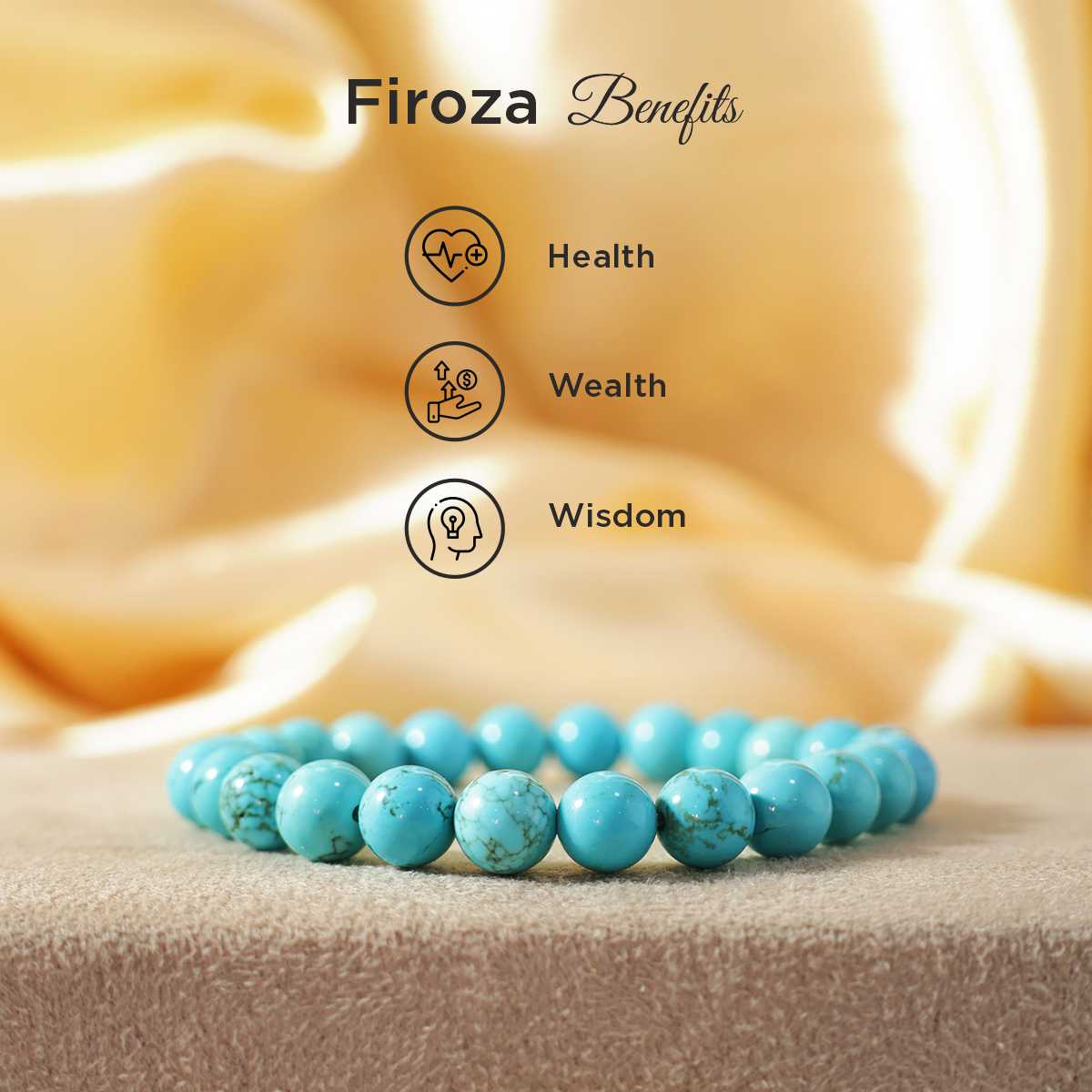 Firoza Turquoise Round Beads Bracelet