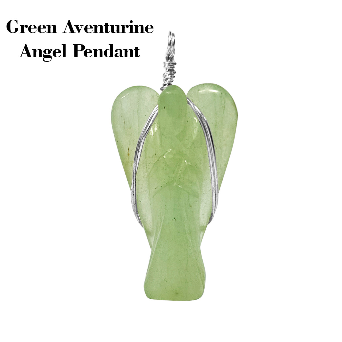 Green Aventurine Wire-Wrapped Angel Pendant