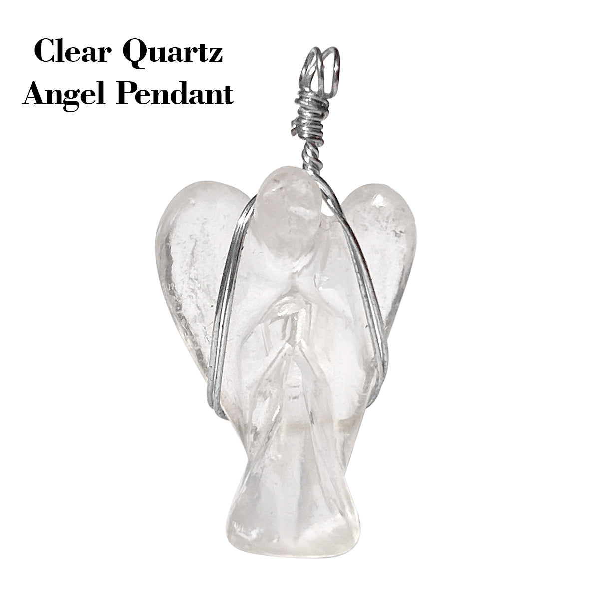 Clear Quartz Wire-Wrapped Angel Pendant