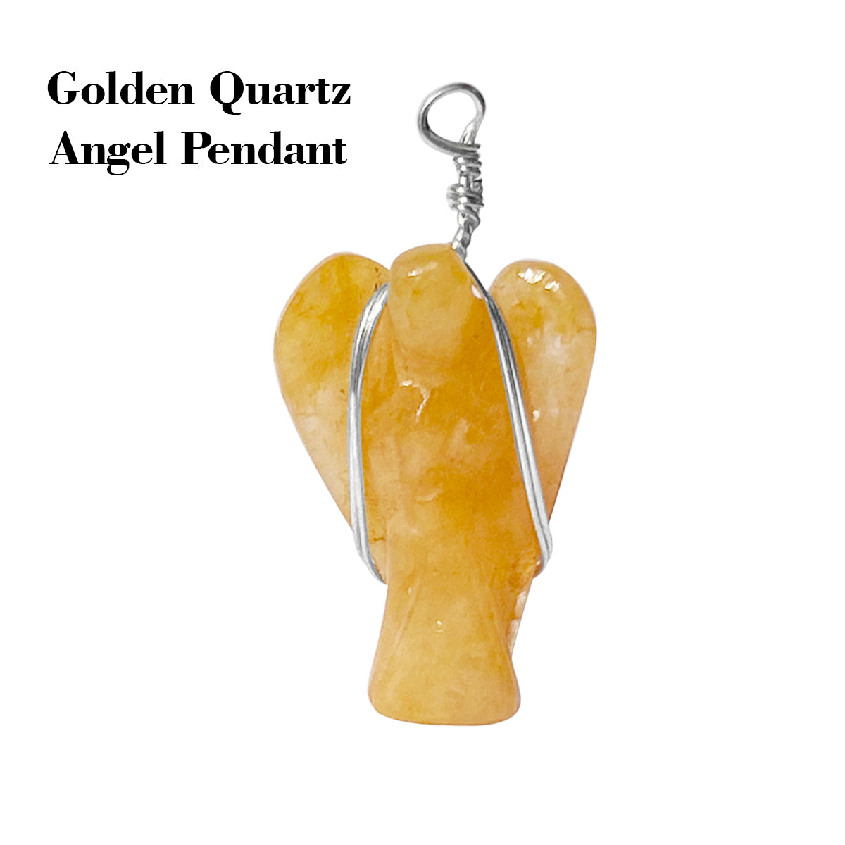 Yellow Aventurine Wire-Wrapped Angel Pendant