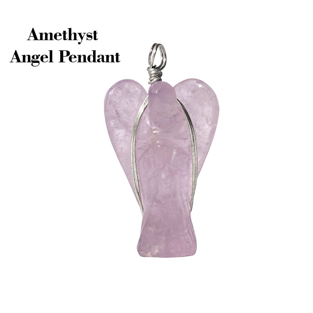 Amethyst Wire-Wrapped Angel Pendant