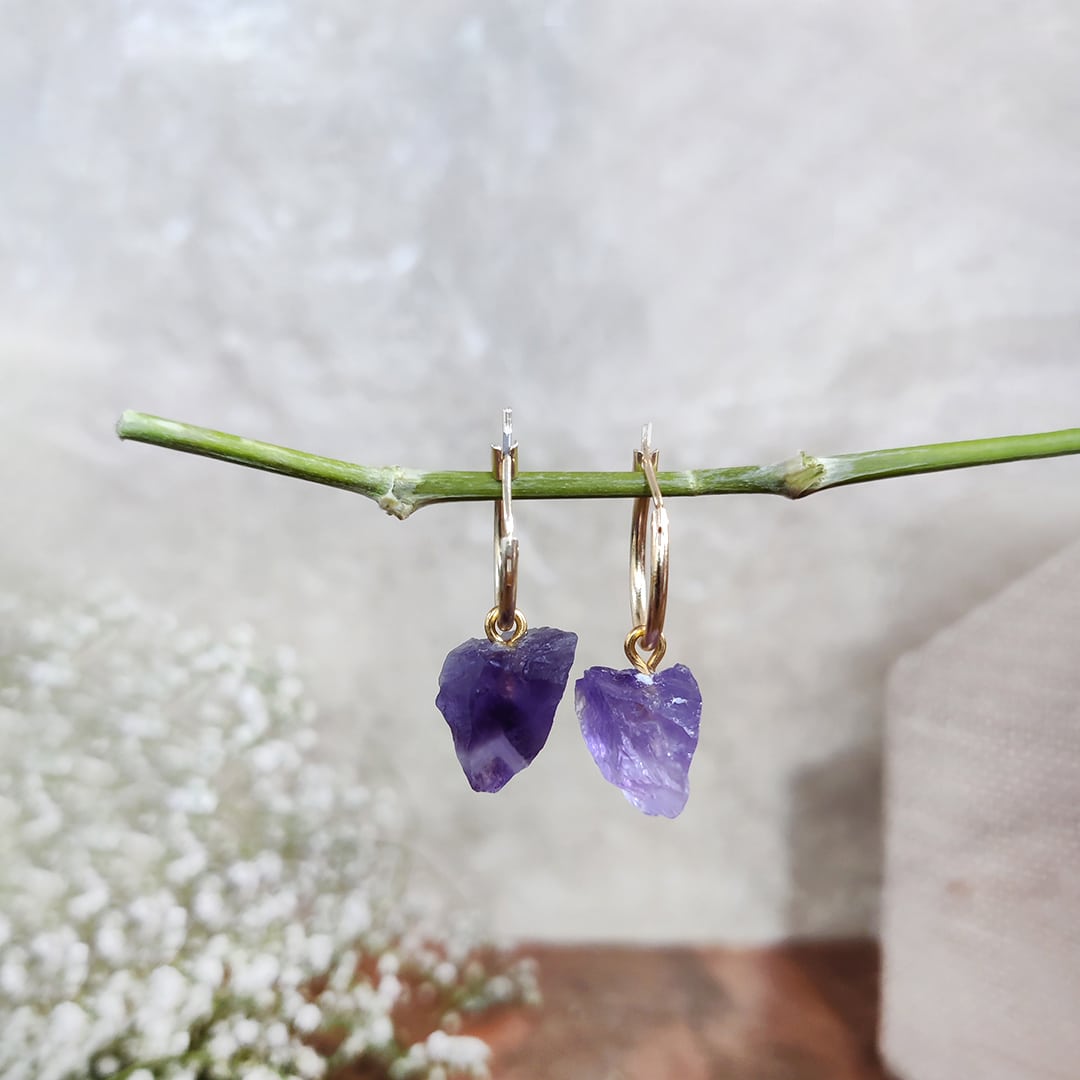 Amethyst Raw Crystal Earring