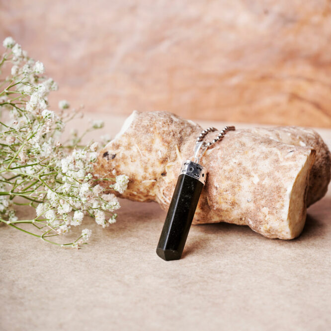 Black Tourmaline Pencil Pendant