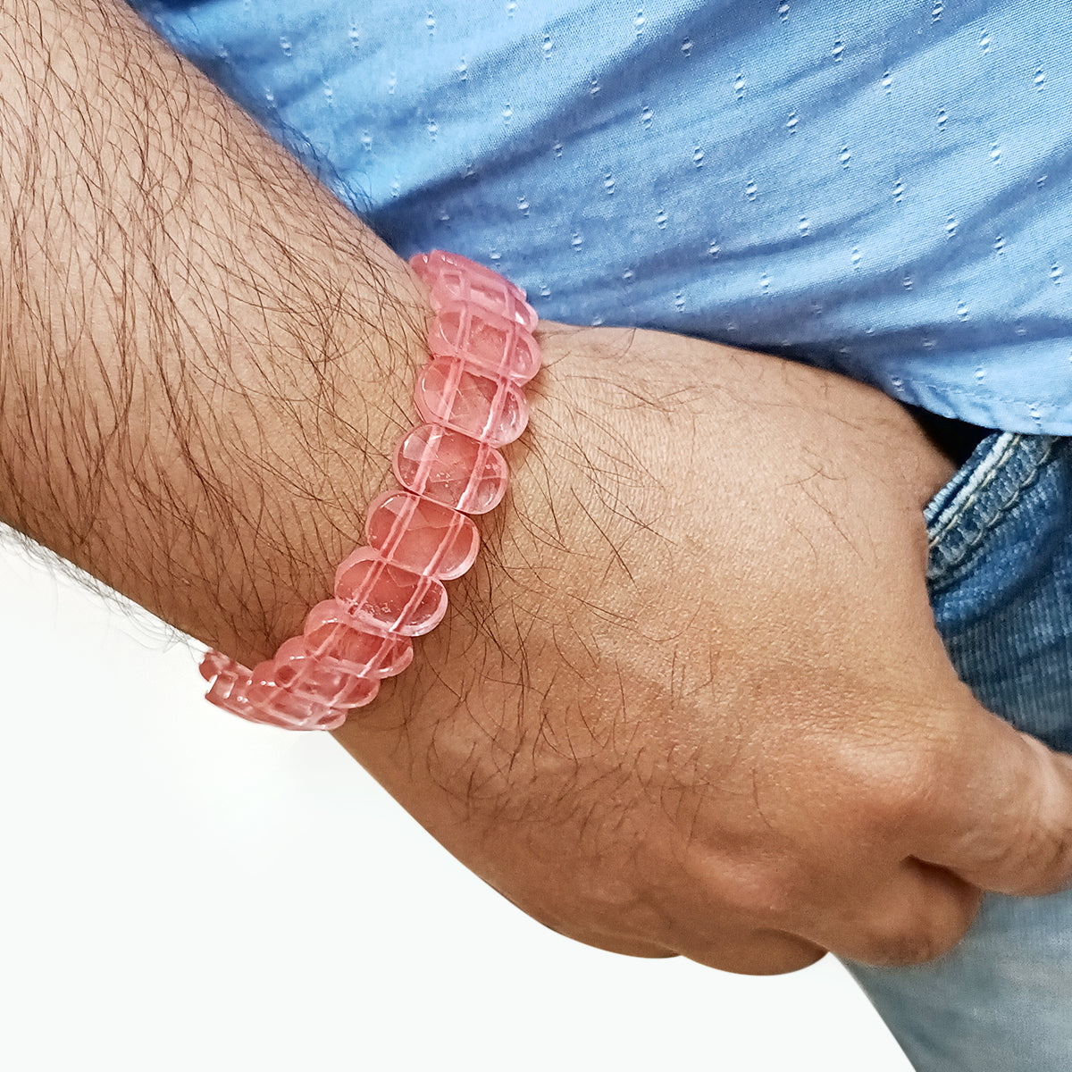 Cherry Quartz Oval Faceted Bracelet