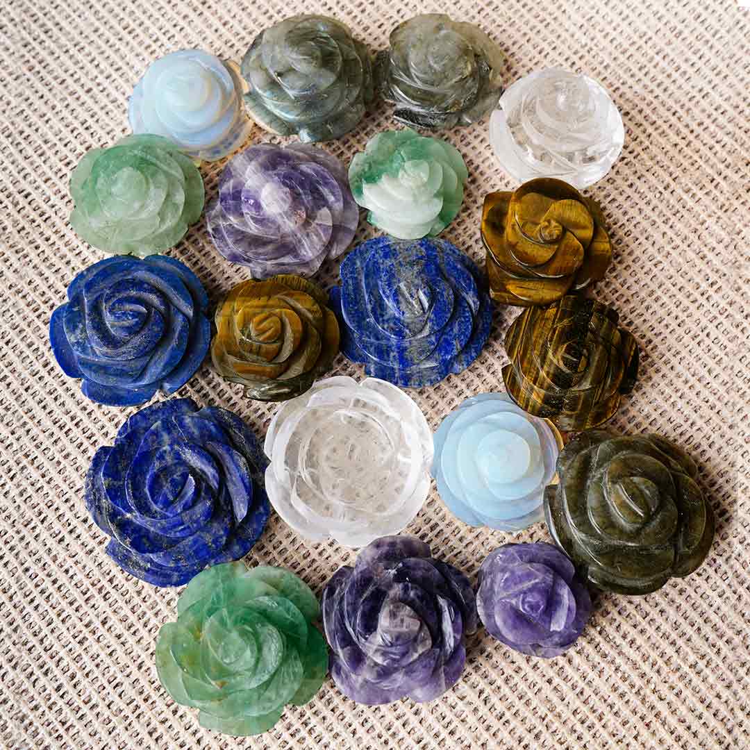 Labradorite Crystal Rose Flower