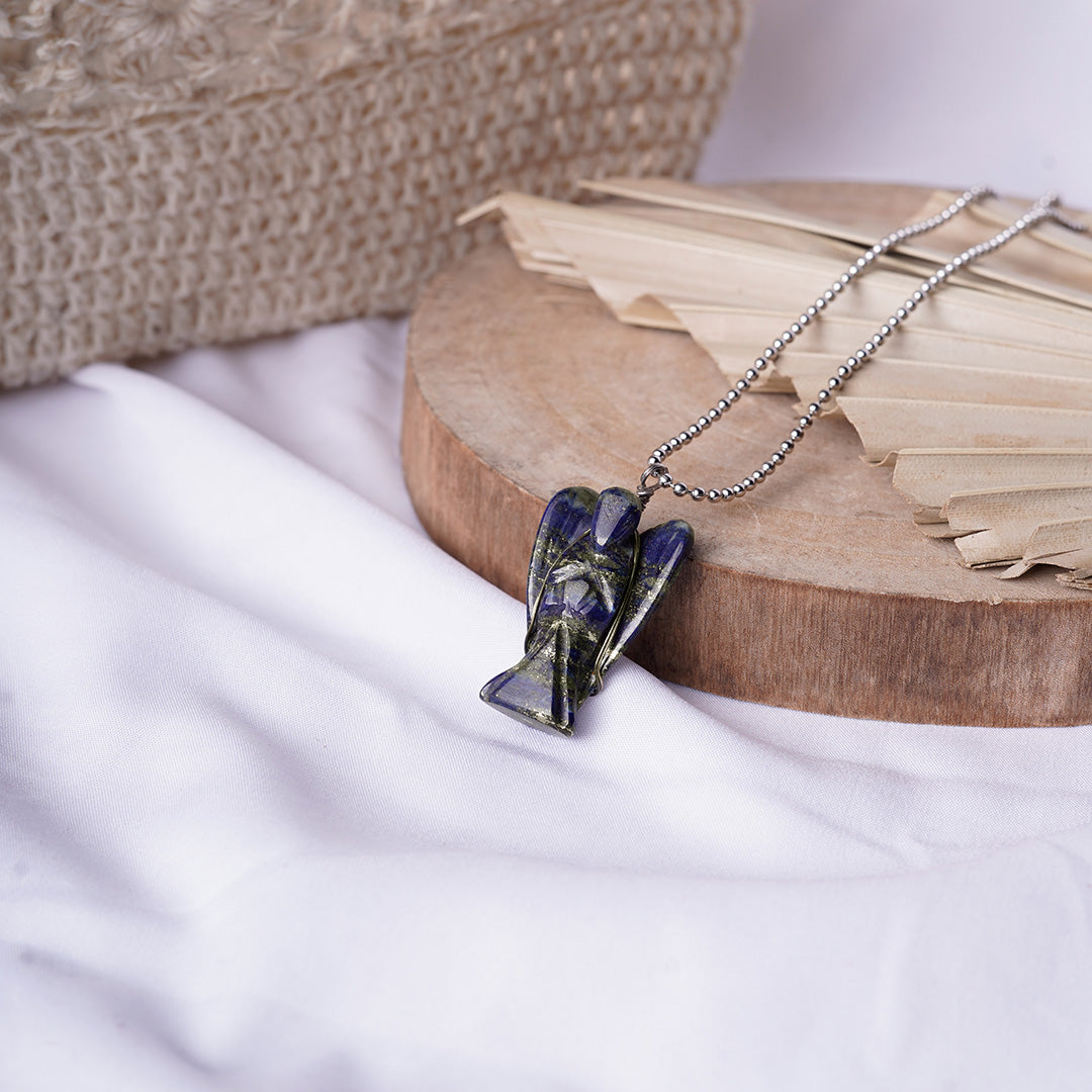 Lapis Lazuli Wire-Wrapped Angel Pendant