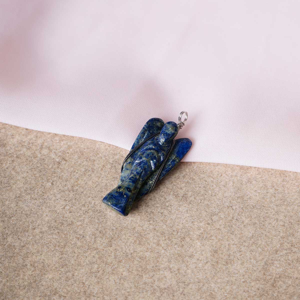 Lapis Lazuli Wire-Wrapped Angel Pendant