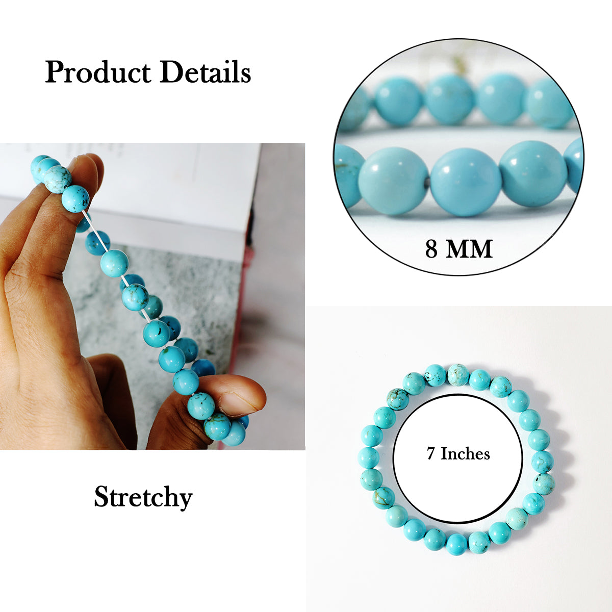 Firoza Turquoise Round Beads Bracelet