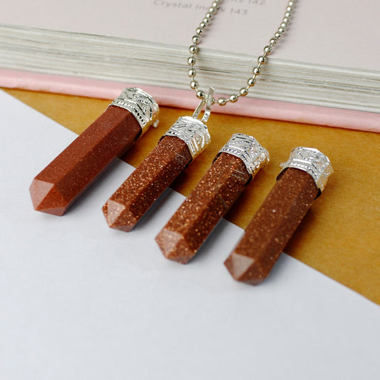 Gold Stone Pencil Pendant