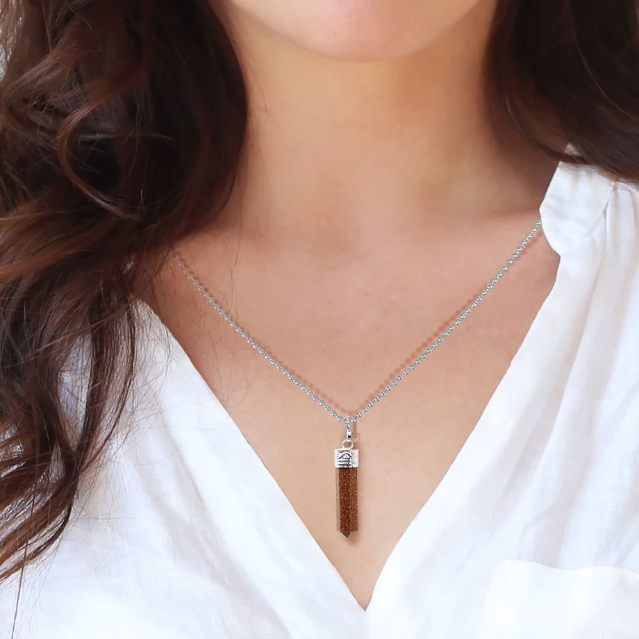 Gold Stone Pencil Pendant