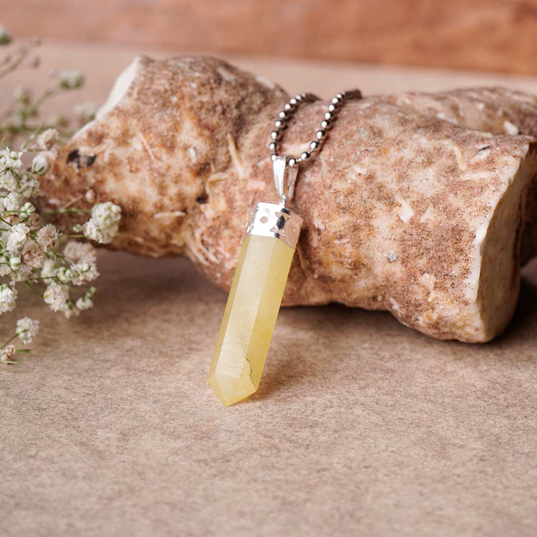 Golden Quartz Pencil Pendant