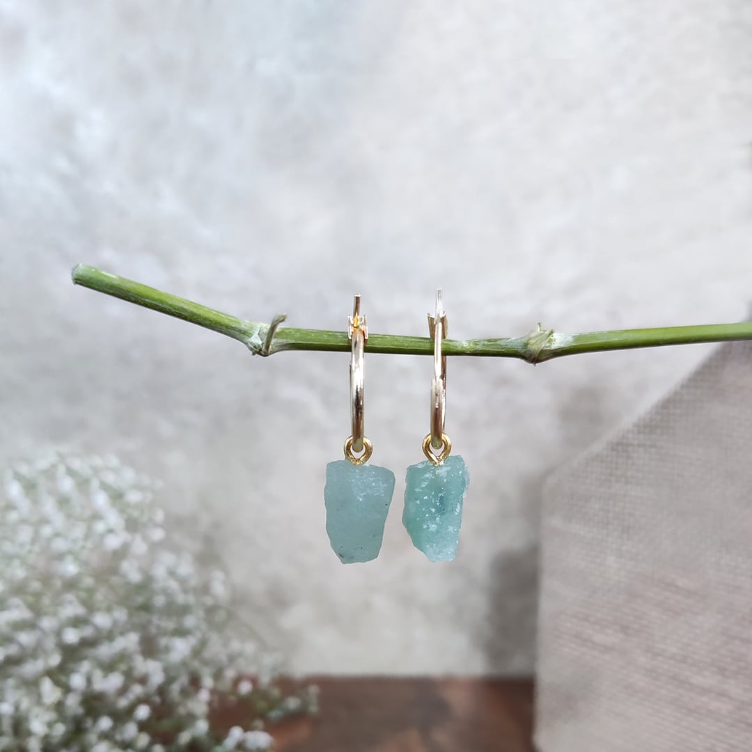 Green Aventurine Crystal Raw Earring