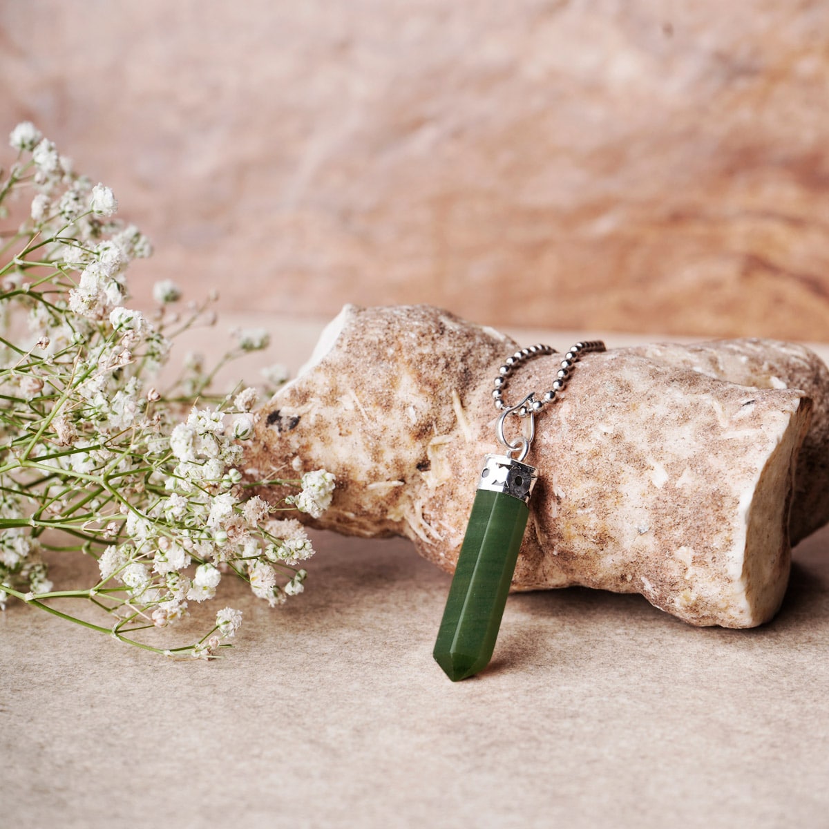 Green Jade Pencil Pendant