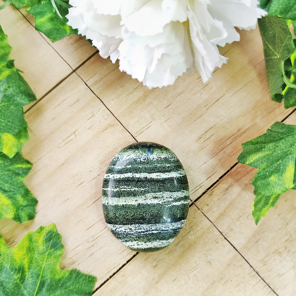 Green Zebra Jasper Palm Stone