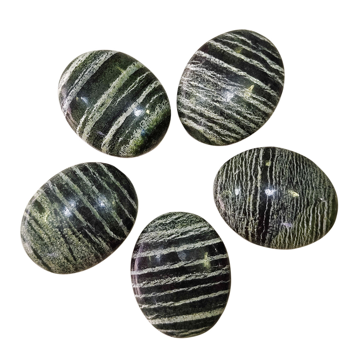 Green Zebra Jasper Palm Stone