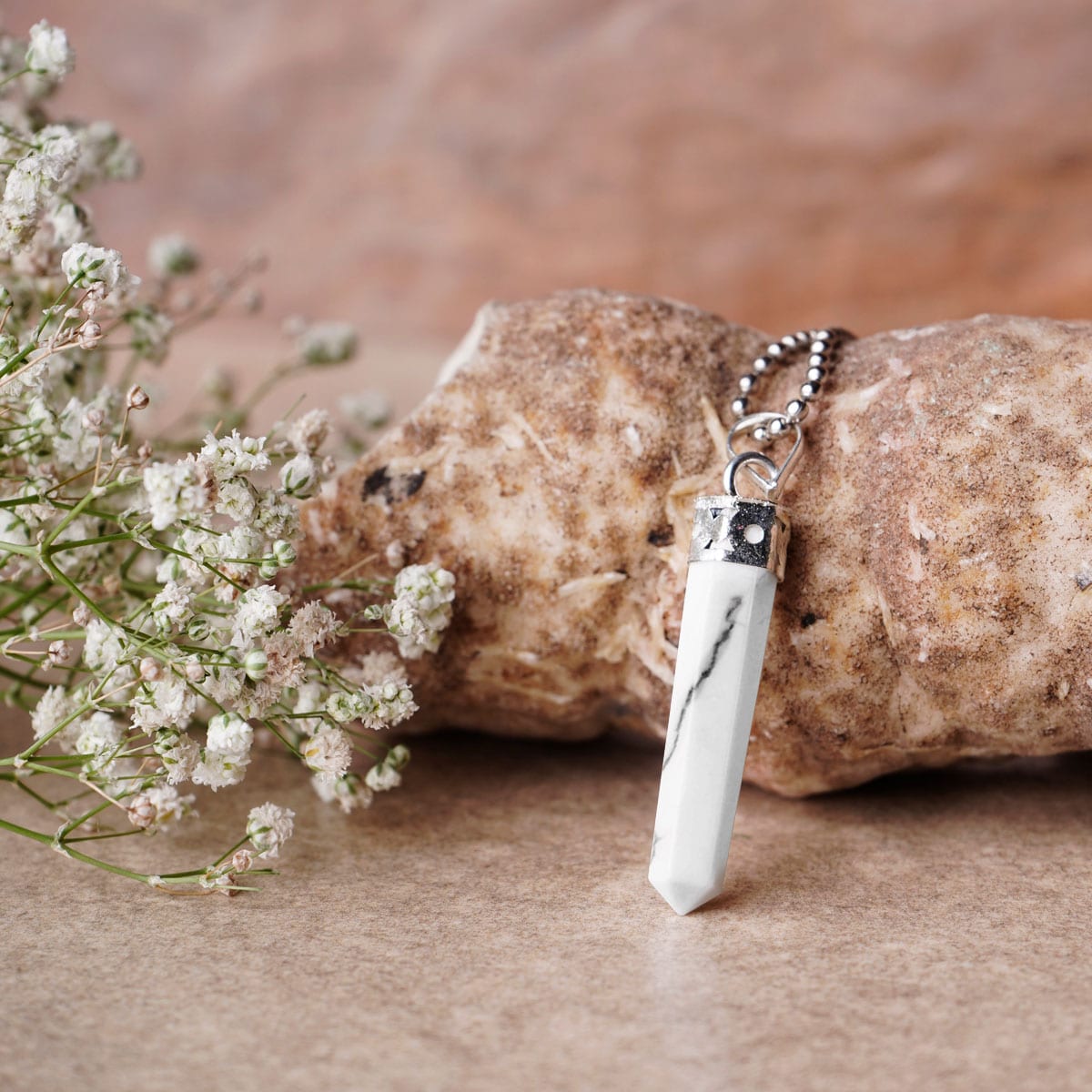 Howlite Pencil Pendant