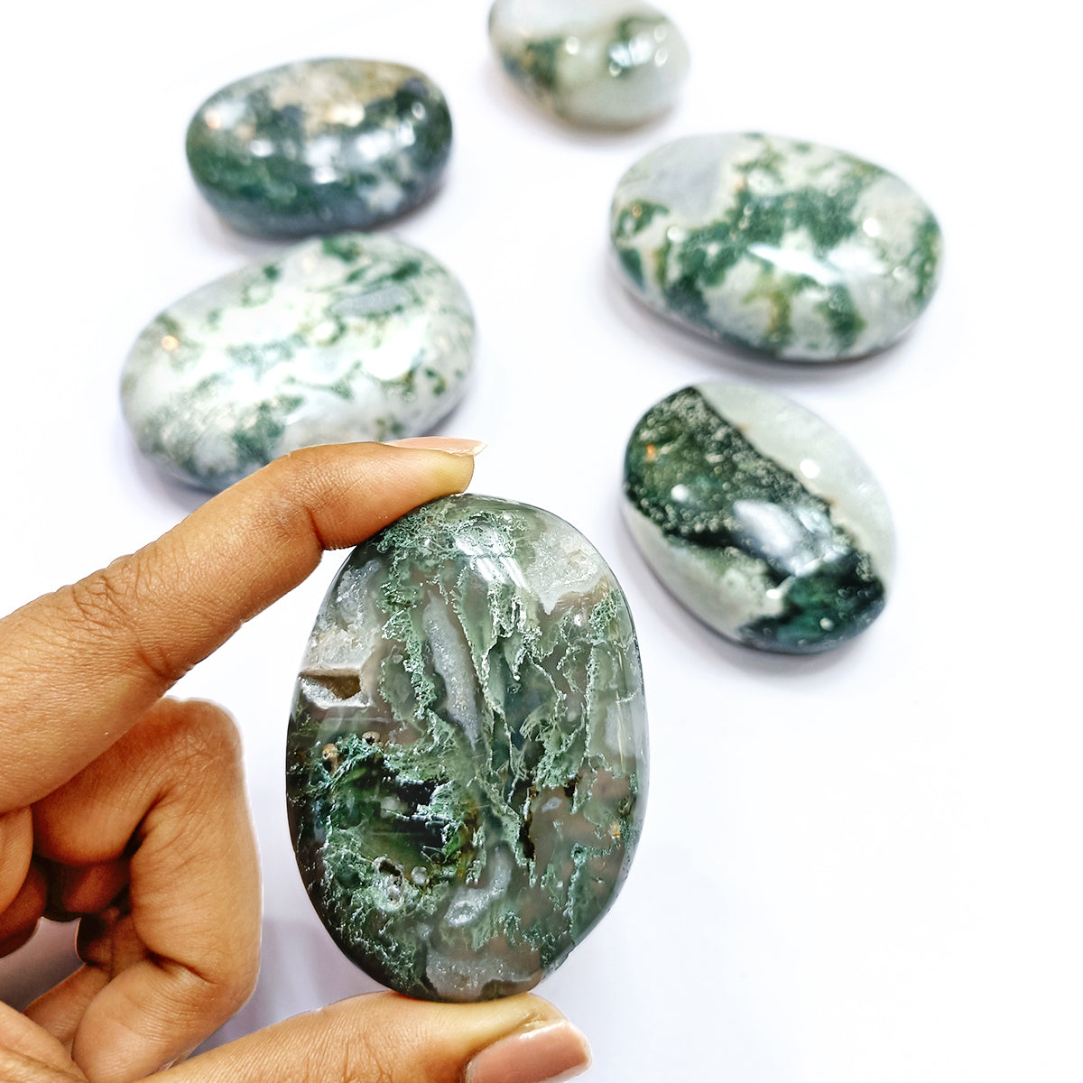 Moss Agate Plam Stone