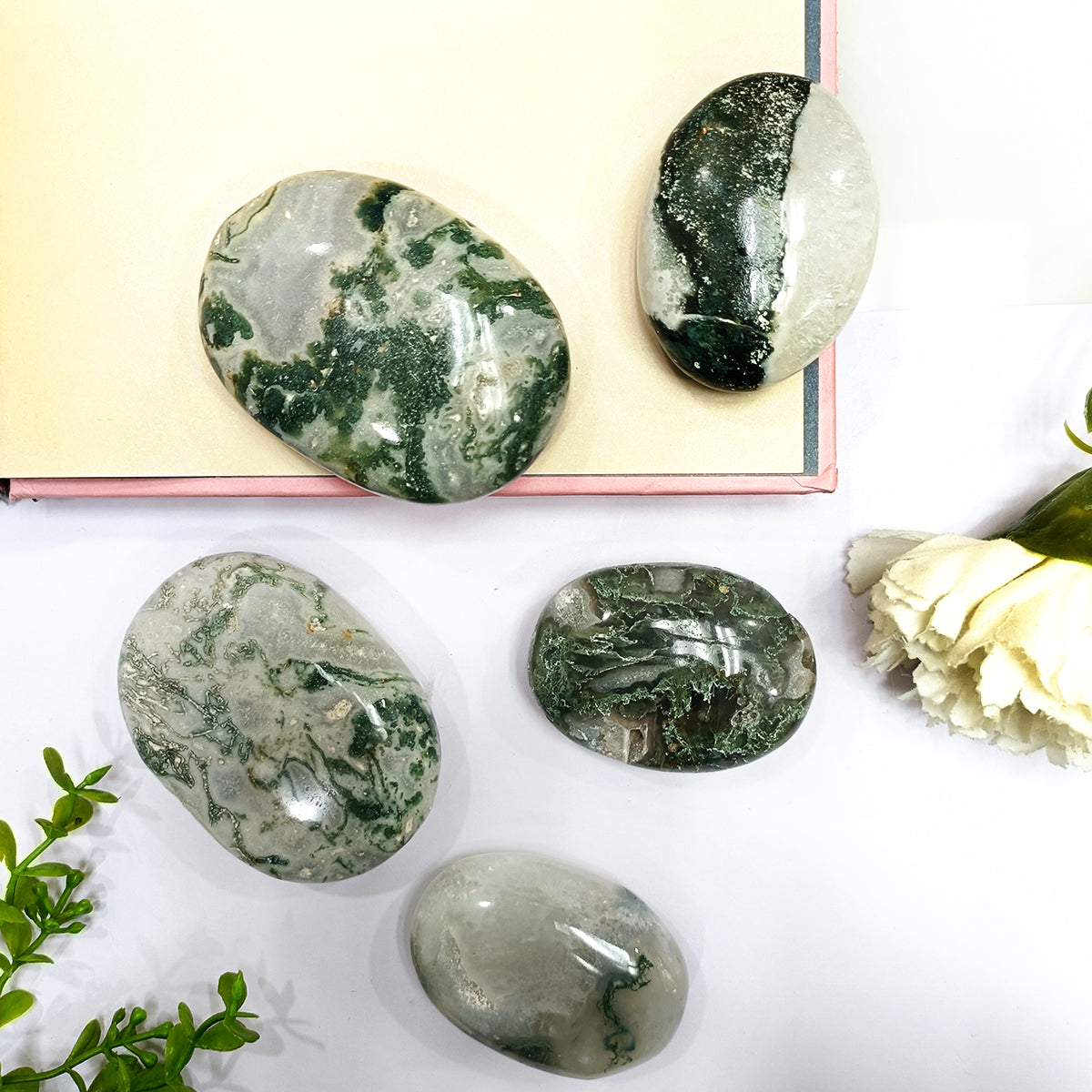 Moss Agate Plam Stone