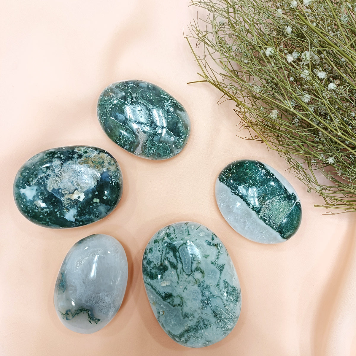 Moss Agate Plam Stone