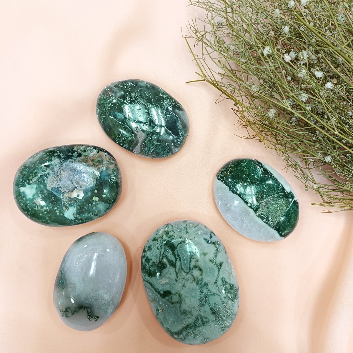 Moss Agate Plam Stone