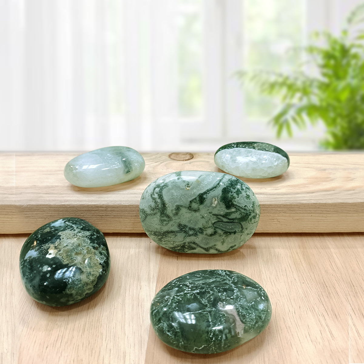 Moss Agate Plam Stone