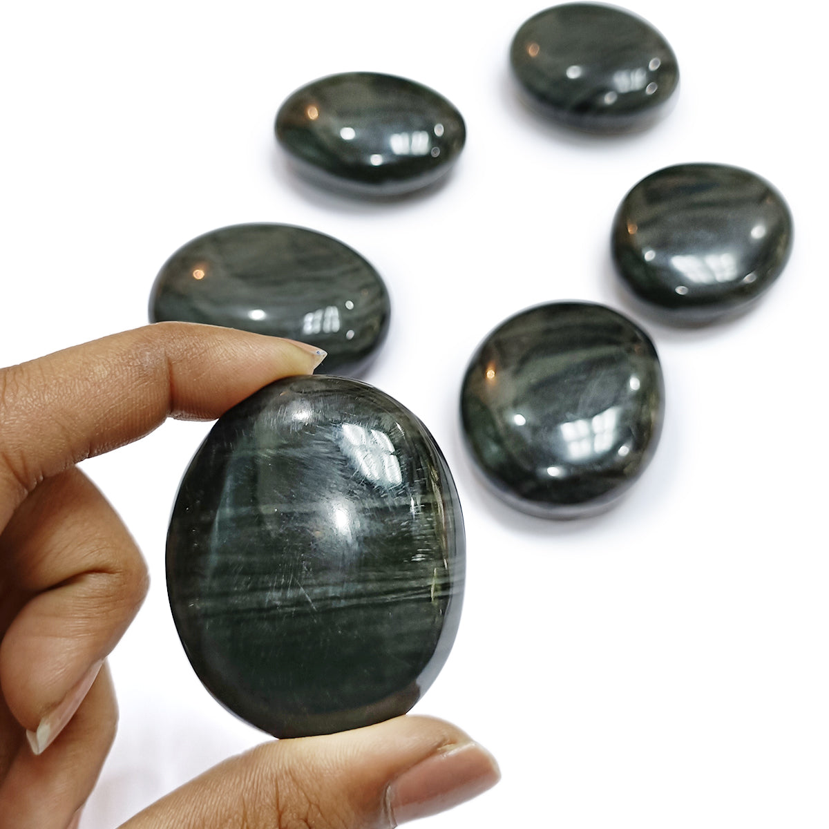 Grey Obsidian Palm Stone