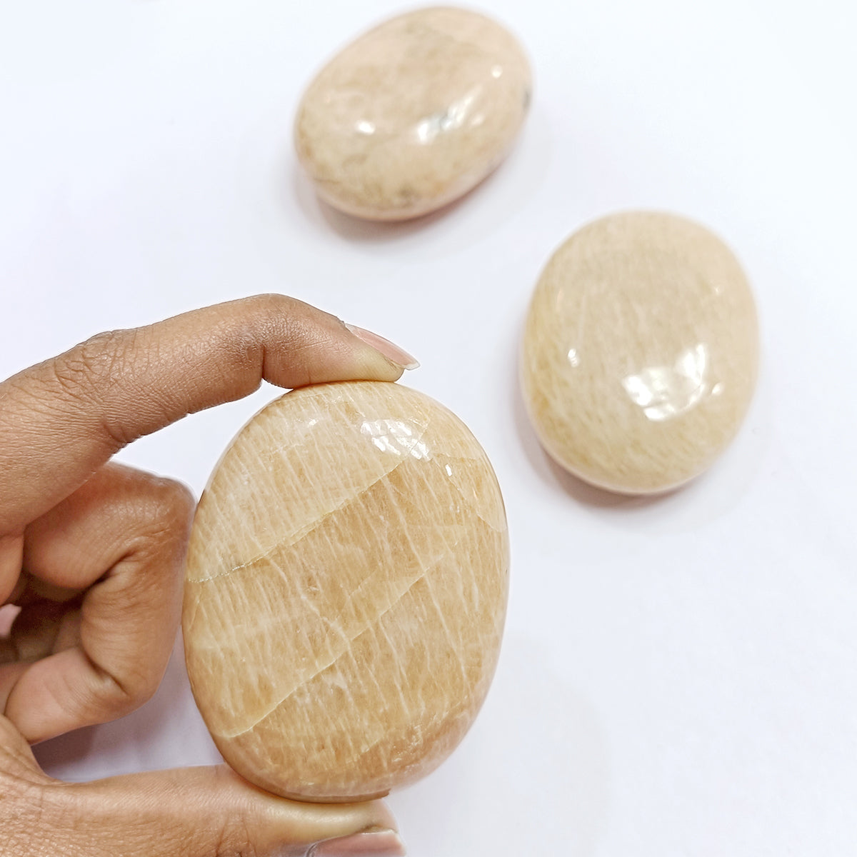 Peach Moonstone Plam Stone