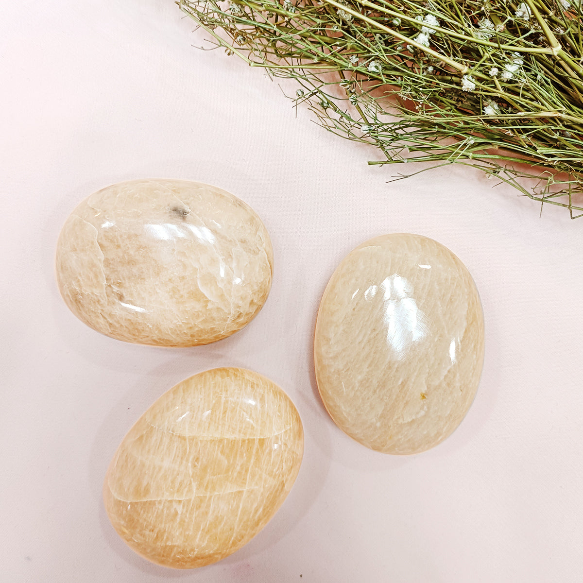 Peach Moonstone Plam Stone