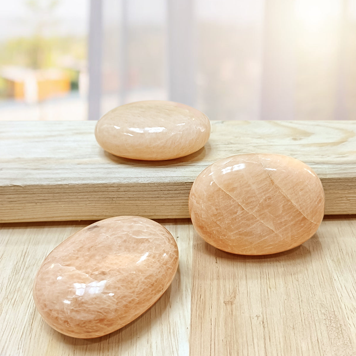 Peach Moonstone Plam Stone