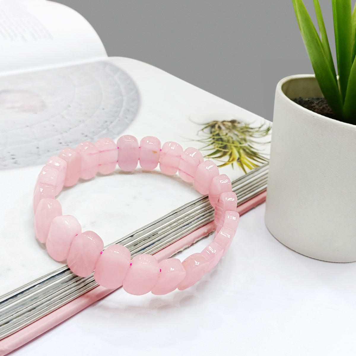 Rose Quartz Oval Faceted Bracelet