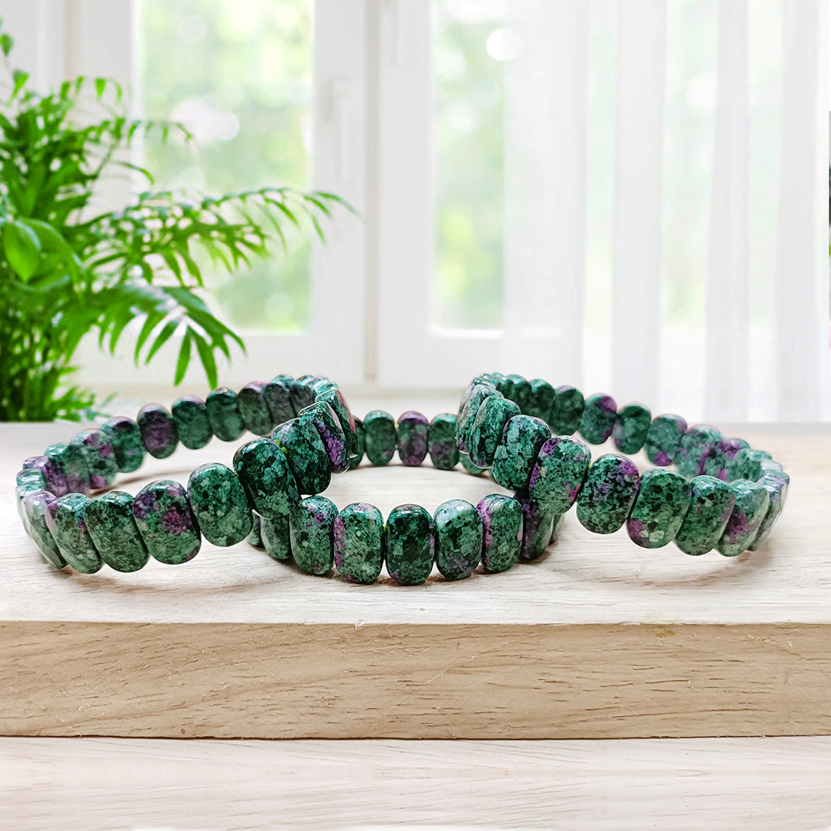 Ruby Zoisite Oval Faceted Bracelet