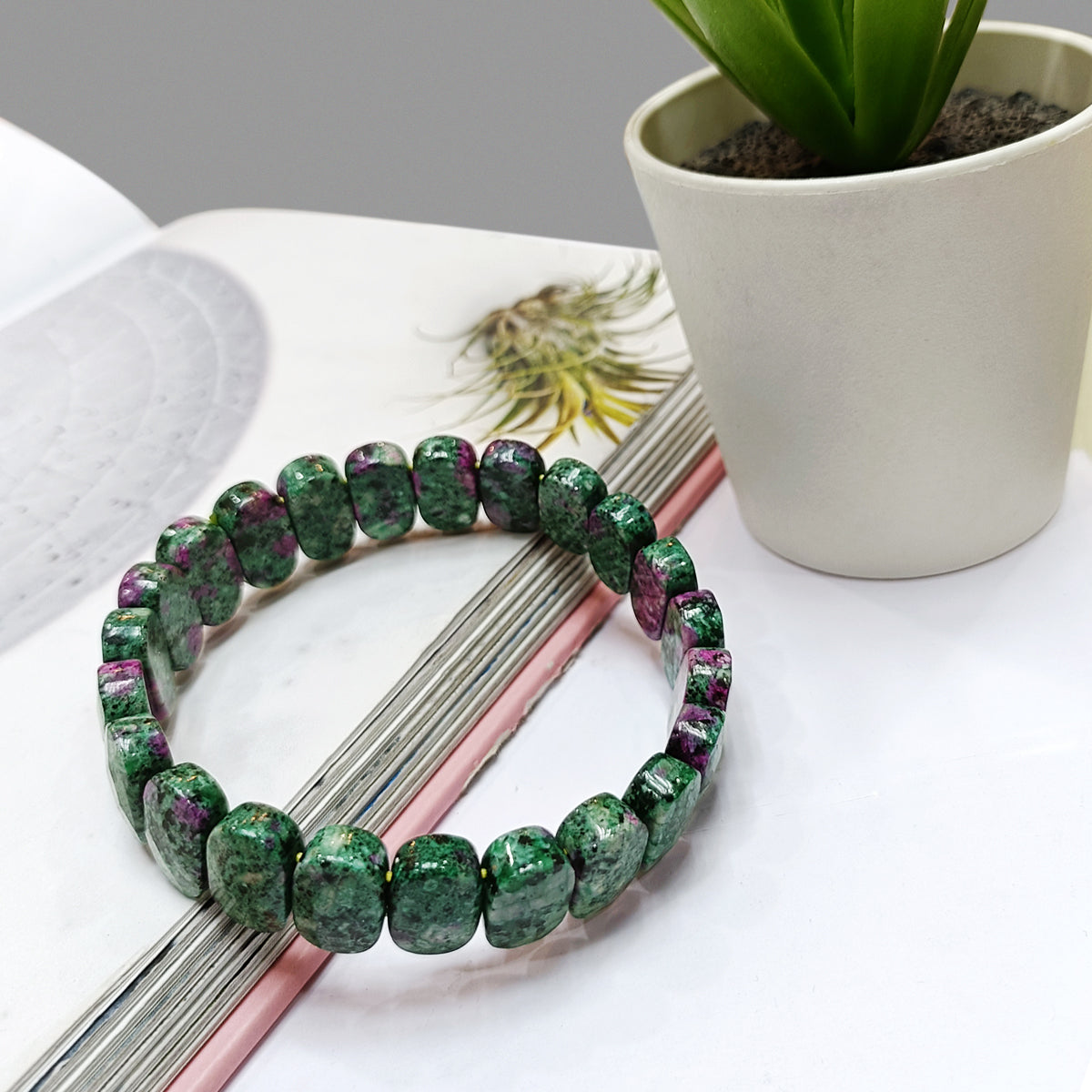 Ruby Zoisite Oval Faceted Bracelet