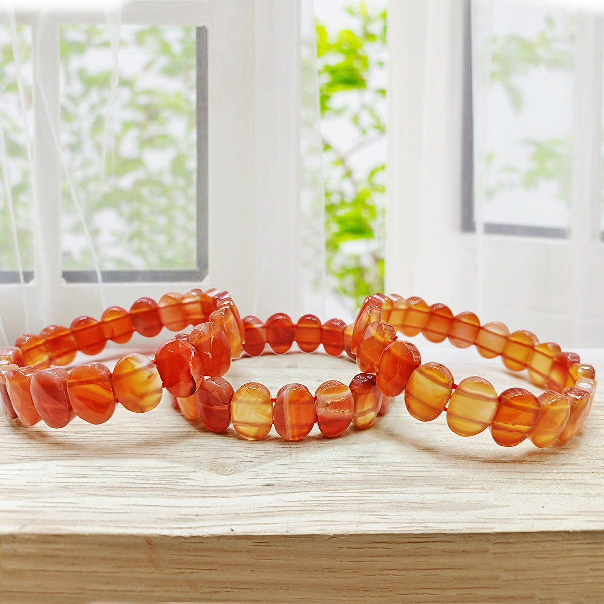 Red Carnelian Oval Faceted Bracelet