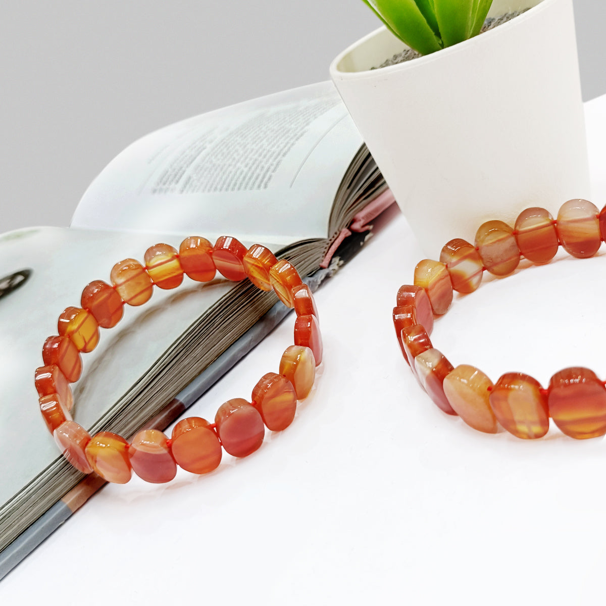 Red Carnelian Oval Faceted Bracelet