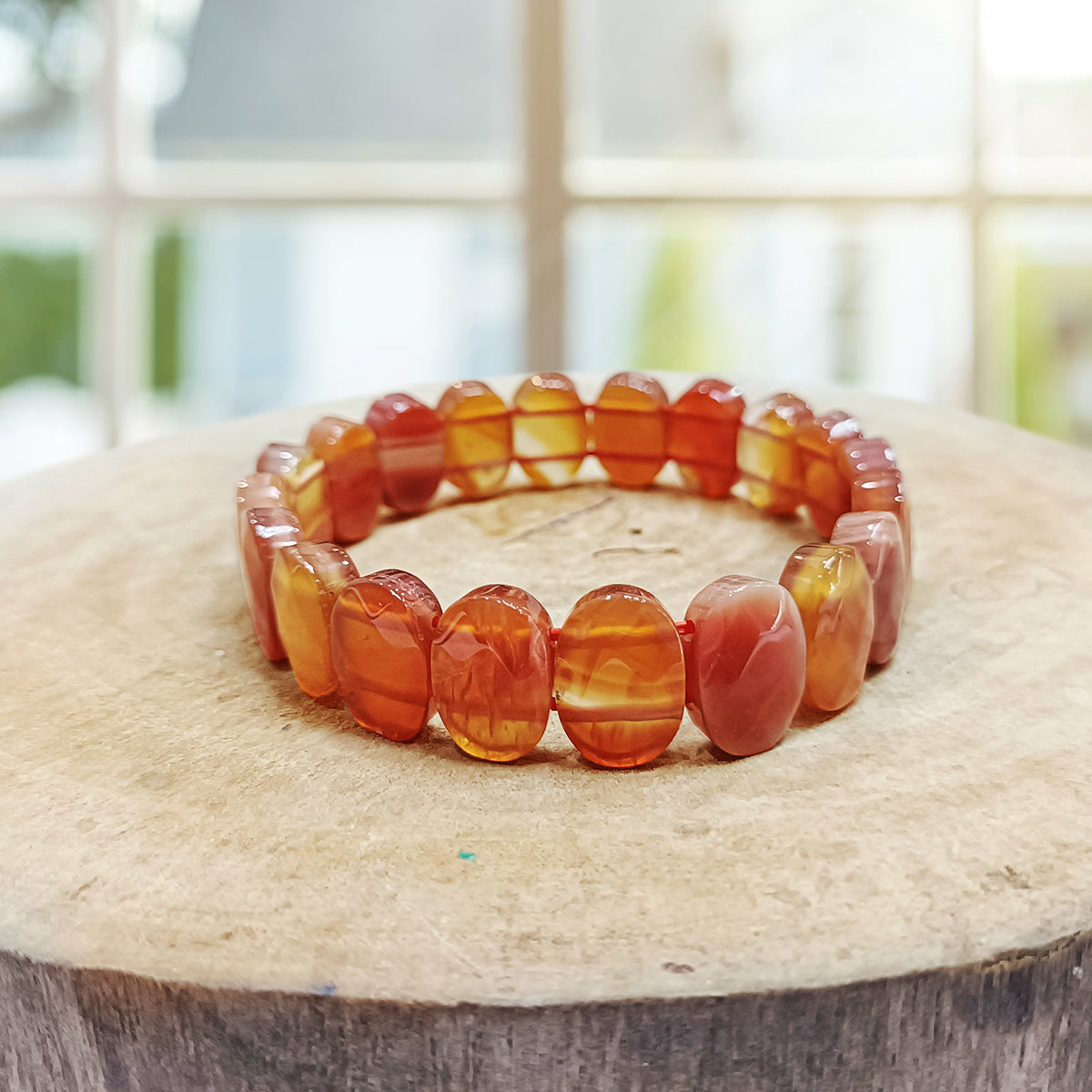 Red Carnelian Oval Faceted Bracelet