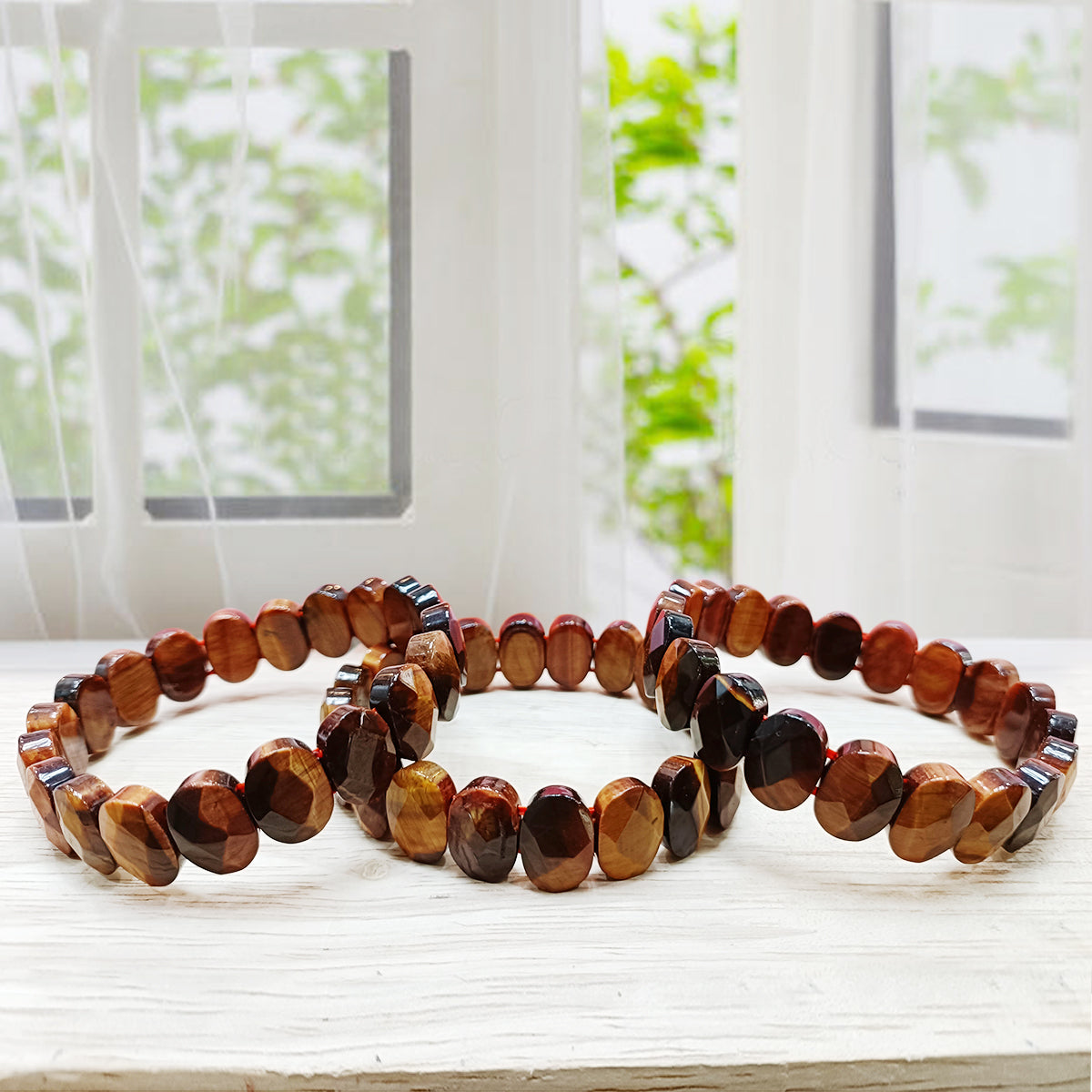 Multi Tiger Eye Oval Faceted Bracelet