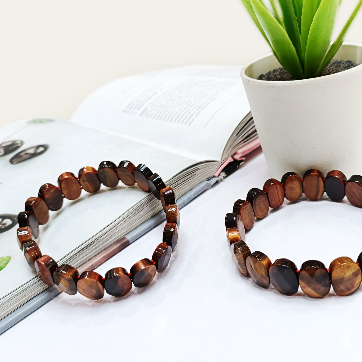 Multi Tiger Eye Oval Faceted Bracelet