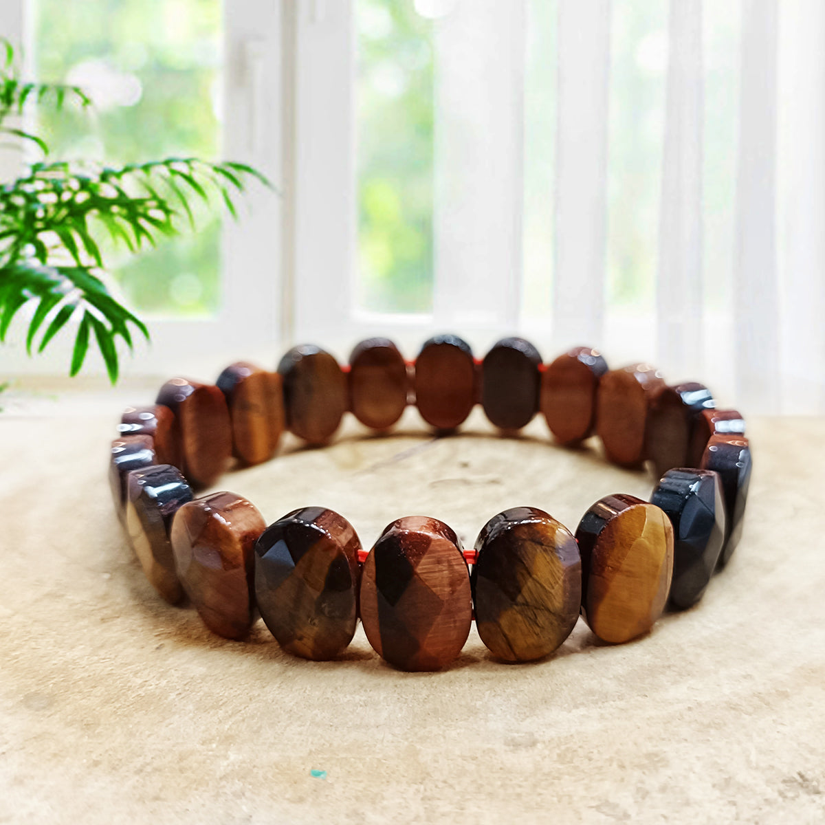 Multi Tiger Eye Oval Faceted Bracelet