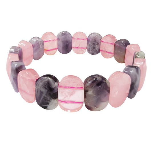 Rose Quartz Amethst Oval Faceted Bracelet