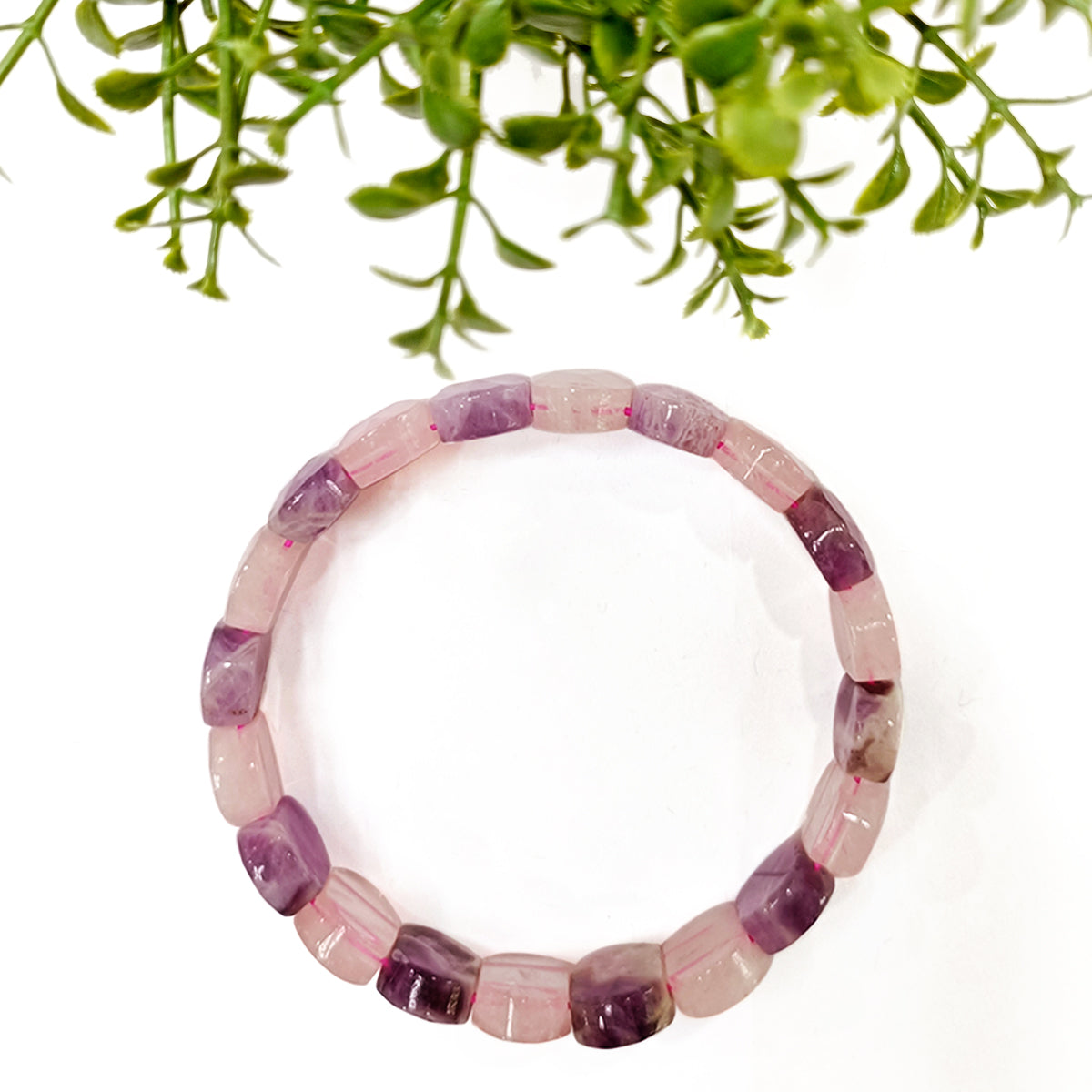 Rose Quartz Amethst Oval Faceted Bracelet