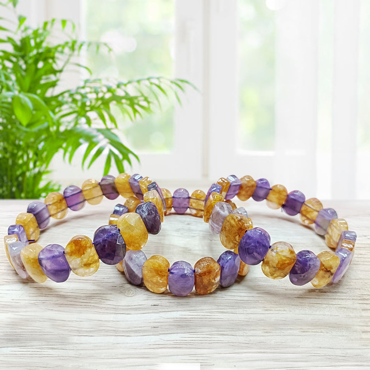 Citrine Amethts Oval Faceted Bracelet