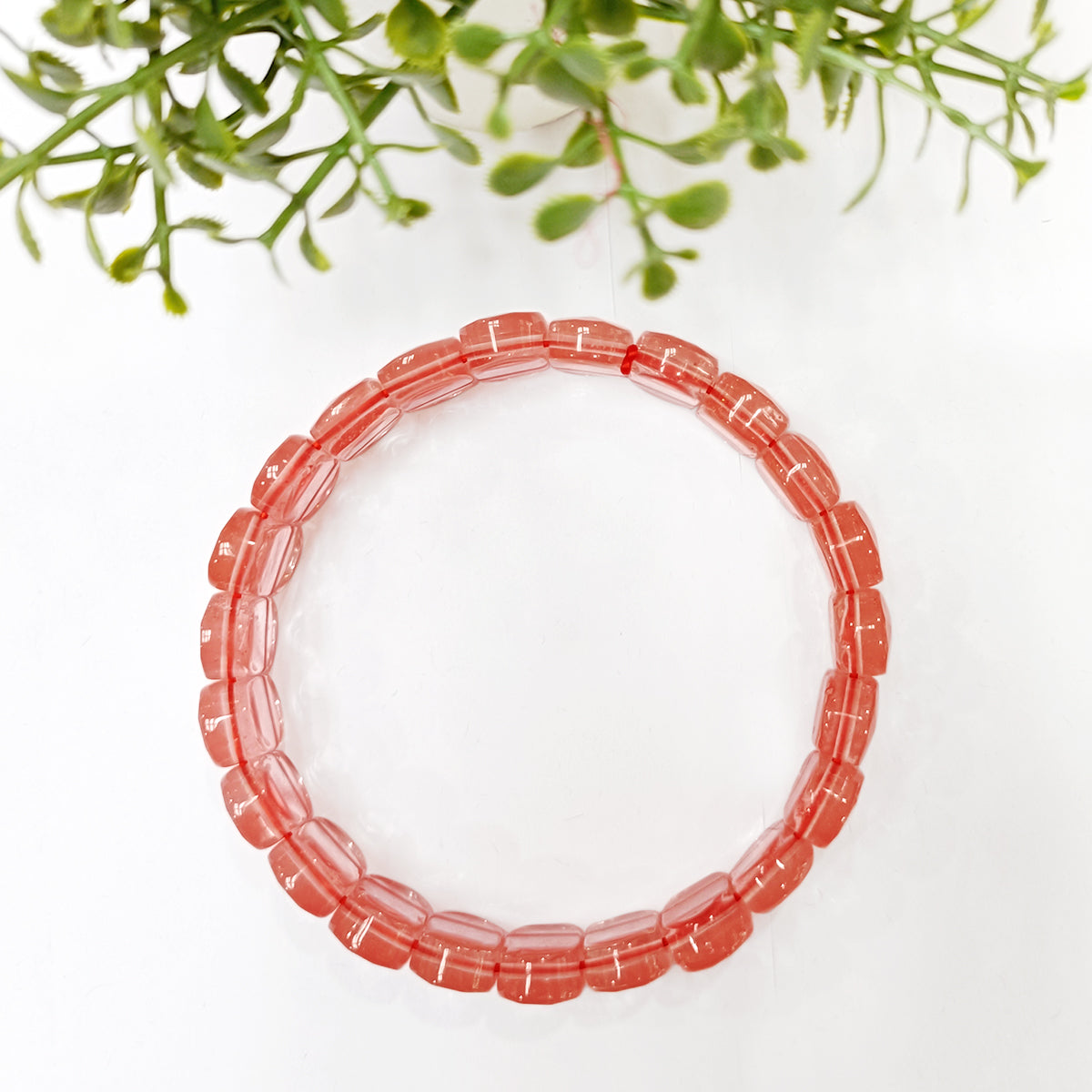 Cherry Quartz Oval Faceted Bracelet