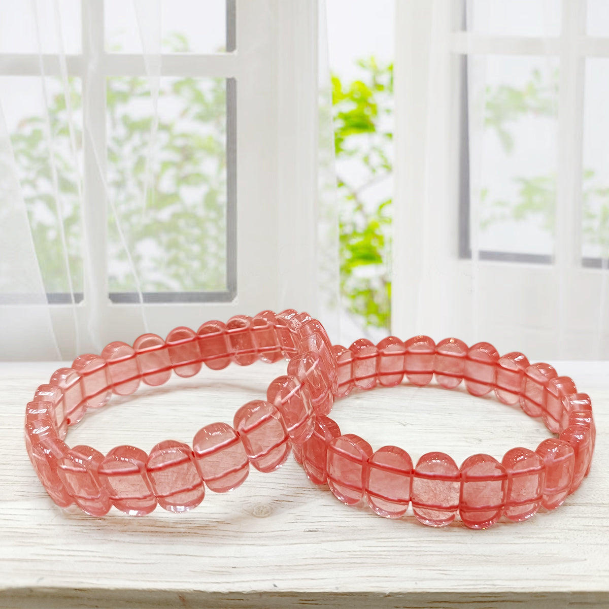 Cherry Quartz Oval Faceted Bracelet