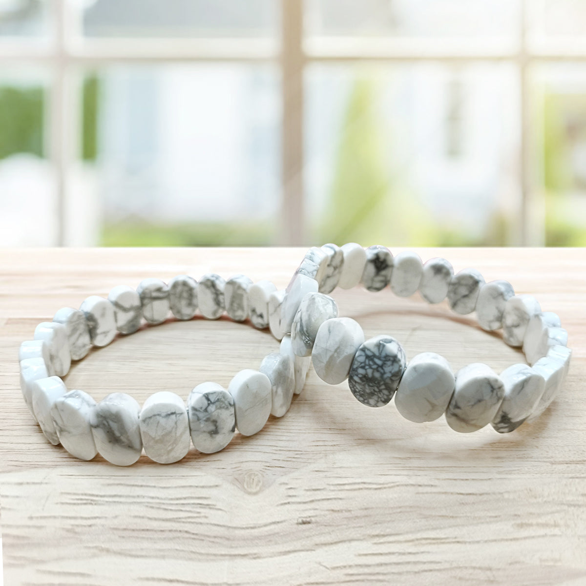 Howlite Oval Faceted Bracelet