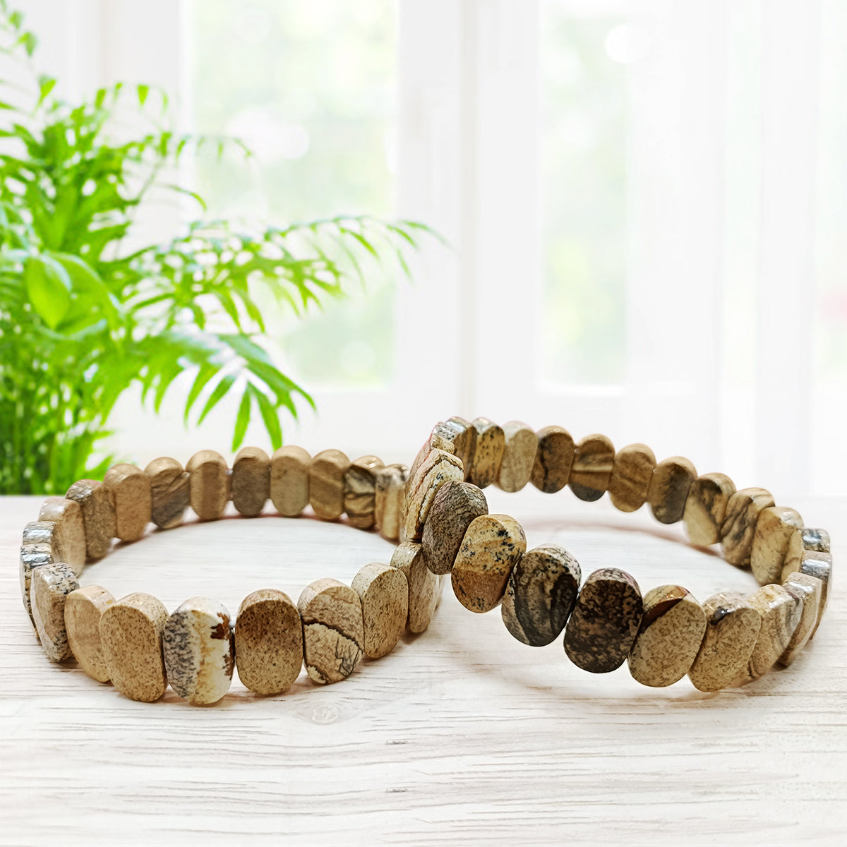 Picture Jasper Oval Faceted Bracelet