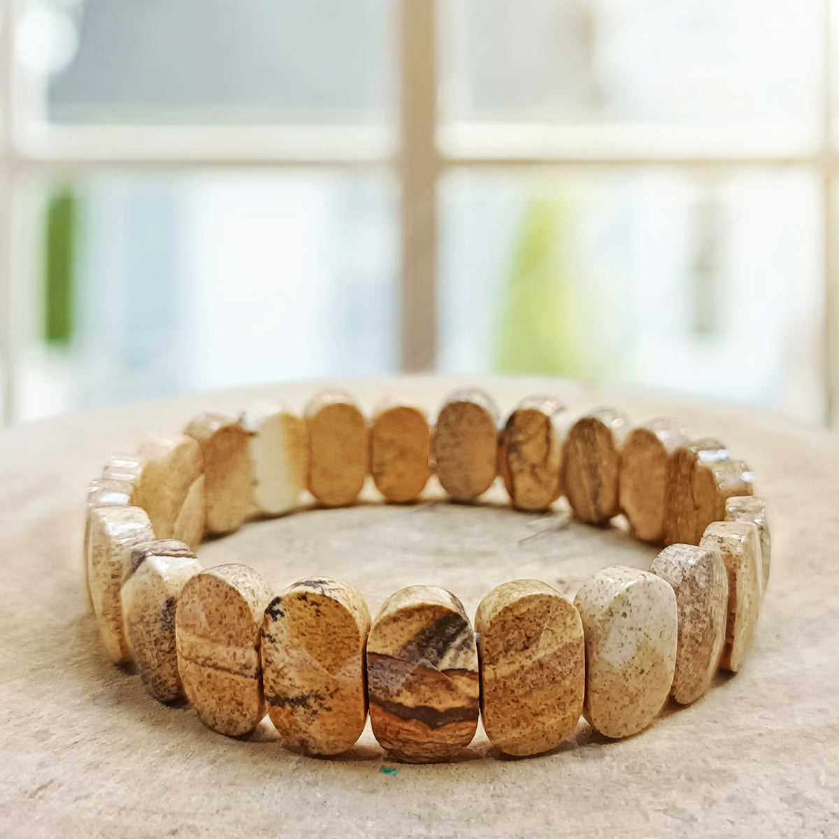 Picture Jasper Oval Faceted Bracelet