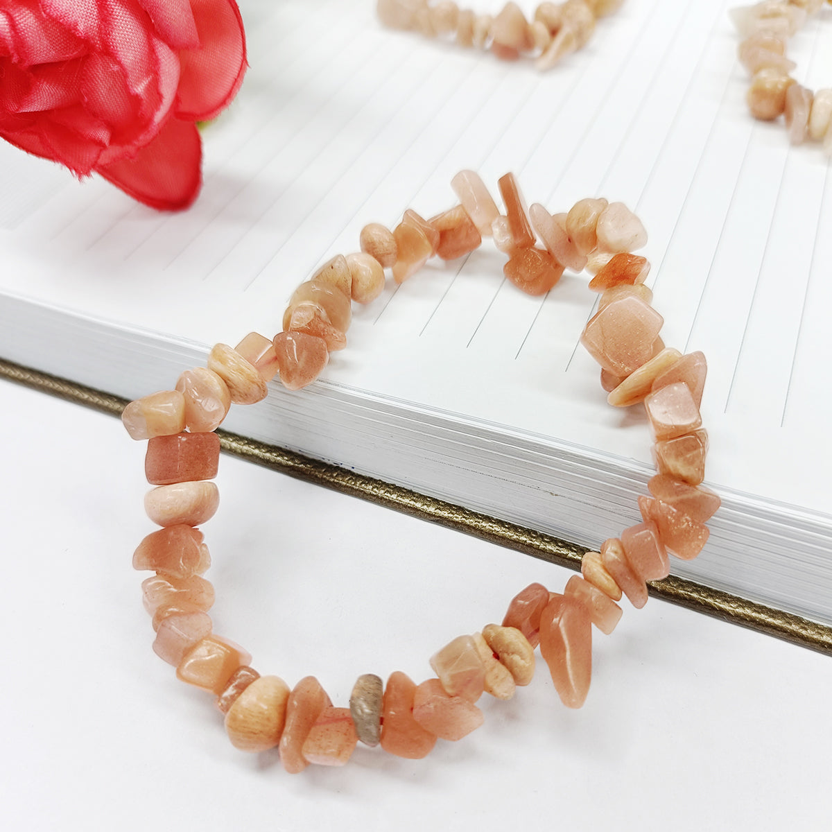 Peach Moonstone Chips Bracelet